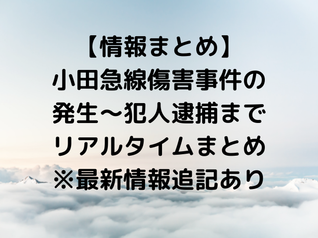 8 8最新情報追記 まとめ 小田急線傷害事件の発生 犯人逮捕まで アラサーolのゆるゆるブログ